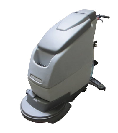 The battery powered 20" walk behind automatic floor scrubber has a compact design ideal for small floor areas but powerful enough for large floors as well. 